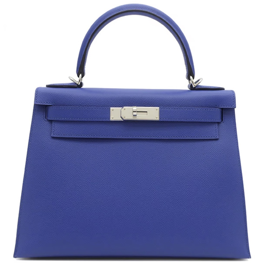 Authentic Hermes Kelly 28 Epsom Bleu Electrique